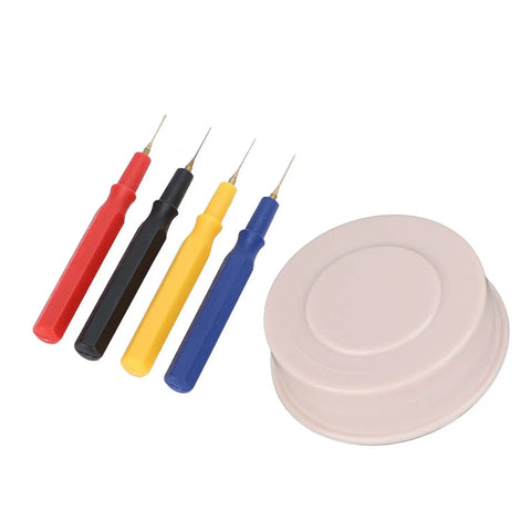 Watch Repair Oiler Kit With Four Plastic Oilers In Four Sizes, Oiler Pen Needles And One Oil Cup displayed, for watchmakers and DIY repairs