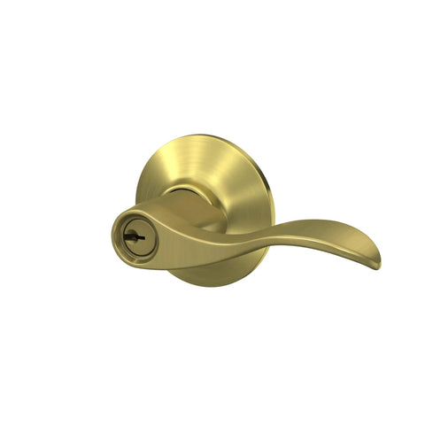 Accent Lever Keyed Entry Lock In Satin Brass For Your Home Doors Durable Door Hardware Easy Installation Classic Satin Brass Finish Fits Standard Pre Drilled Doors Model F51A ACC 608