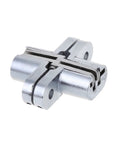 Hidden Cross Hinge for Concealed Mortice Doors, 180 Degree Opening Adjustable Folding Door Hinge, Invisible Door Hinge for Cabinets and Furniture, Durable Alloy Construction with Brushed Finish for Modern Homes and Shops