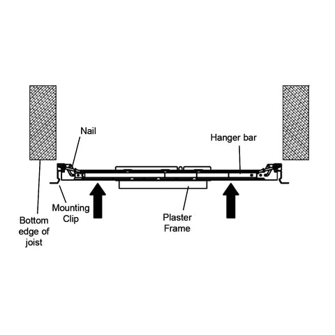Diagram of Universal Mounting Bracket Plate Frame With Extendable Hanger Bars For 2 Inch 4 Inch And 6 Inch Recessed Canless Downlights.