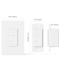 Smart Ceiling Fan Switch With 2.4GHz WiFi, Neutral Wiring Required, dimensions and side view, white, single pole