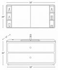 Slick Modern Freestanding Bathroom Vanity In Muted Sage With Frosted Led Mirror Cabinet And Warm Gold Trim 50x36 inches design layout.