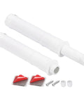 White magnetic push latch set for cabinet doors with screws and adhesive, 73x10 mm, plastic, 2 pack, rust resistant
