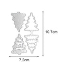 4 Piece Christmas Tree Metal Die Cutting Set For Scrapbooking And Card Making, Silver Carbon Steel Stencil Dies, 10.7x7.2 cm