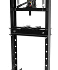 Heavy Duty 20 Ton H Frame Hydraulic Shop Press With Bearing Installation Kit And Adjustable Work Table For U Joint Repair Metal Bending Straightening Tough As Nails Shop Rig Black, side view.
