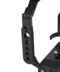 Close-up of Durable Aluminum Camera Cage Rig For R5II And R52 Full Protection 360 Shield with multiple mount ports visible