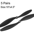 10x4.5 Inch RC Propellers 2 Vane Nylon Black CW CCW Fixed Wing For Airplane, Durable Replacement Parts, Includes 5 Pairs