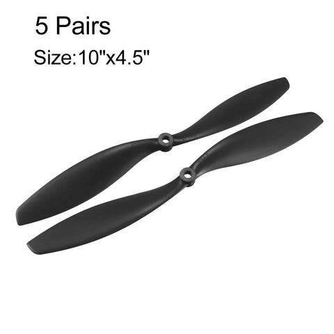 10x4.5 Inch RC Propellers 2 Vane Nylon Black CW CCW Fixed Wing For Airplane, Durable Replacement Parts, Includes 5 Pairs