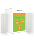 Two Pack Go To Vented Stretch Wrap Roll, 20 X 10000 Feet Clear Pallet Netting, Heavy Duty Industrial Plastic Film With No Sweat Application For Daily Bundling And Shipping Operations, displayed in packaging with rolls.
