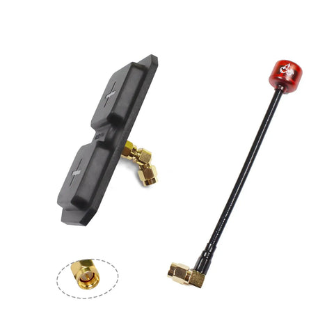 5.8GHz RHCP Dual Patch Antenna For FPV Goggles With 11dBi Gain SMA Connector shown with angled design and brass connectors