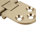 Close-up of Dual Set Semi-Circular Folding Table Hinges with 180 Degree Rotation for cabinets and countertops, copper alloy material.
