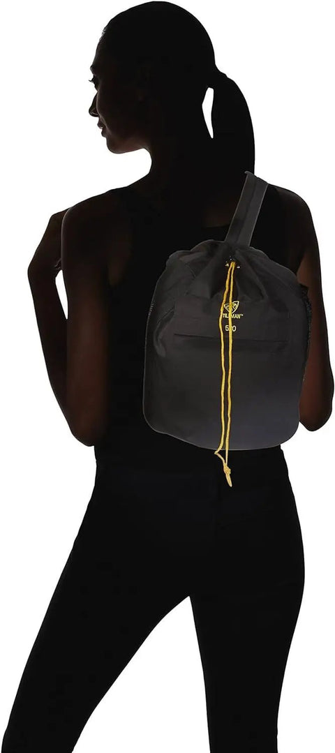 Person wearing Heavy Duty Welding Gear Bag With Large Main Compartment That Fits Any Welding Helmet Dual Mesh Side Pockets