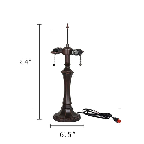 Heavy Resin Table Lamp Base Replacement for 16-18 Inch Tiffany Style Lampshades, Bronze Finish, 24 Inch Pole Height, 6.5 Inch Base