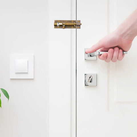 Heavy Duty Stainless Steel Rust Resistant Snap Lock For Door Gate Garage And Shed With Padlock Hole For Badass Barn Security Built Tough To Keep Your Spot Secure Zero Drama, installed on a white door.