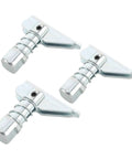 Solid 3 Piece Fork Positioner Limit Pins With Large Base And Reinforced Structure For 3 Ton Forklift showing zinc plated steel pins.
