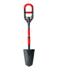 Multi Digger Garden Spade With Reinforced Fiberglass Handle, Lightweight Arrow Head Shovel, dual grip handle, root saw blade detail