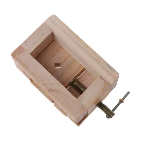 Top view of DIY Friendly Wooden Flat Vise Clamp On Bench Vise for woodworking carving, showing clamp mechanism and wooden construction.