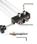 Profile Drill Guide Access Hole Jig For Aluminum Extrusion Pro Grade Quick Clamp Drill Sleeve DIY Drilling Jig For 2020 2040 3030 3060 4040 Single And Double Hole Profiles Easy Setup Precise Alignment Built Tough For Quick Assembly, shown with 10mm drill bushing and clamping range details.