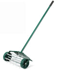 Rolling Lawn Aerator 18 Inch Garden Yard Rotary Push Tine Heavy Duty Spike Soil Aeration Manual Lawn Aeration Tool With 41 Inch Handle