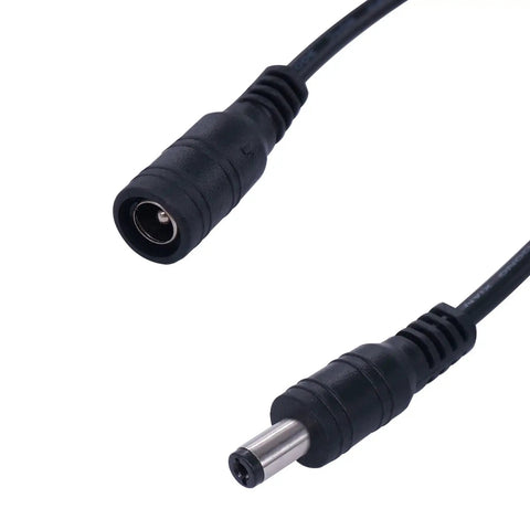 2 Pack DC 12V To 24V Rotary PWM Dimmer Switch For LED Strip Lights showing connector ends with black barrel jack plugs.