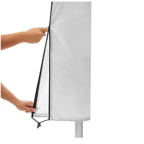Person using Rotating Washing Line Cover With Waterproof Zip Closure For All Season Outdoor Use And Easy No Fuss One Handed Setup