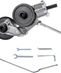 Electric Metal Nibbler Drill Attachment With Universal Adapter For Ten Millimeter And Thirteen Millimeter Chucks Sheet Metal Cutter and Copper Cutting Tool Compatible With DIY Power Drills A Surefire Workhorse For Home Repairs Auto Detailing HVAC And showing accessories.
