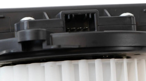 Top Shelf Drive Motor Battery Pack Cooling Fan Assembly Straight Swap Replacement For Honda Insight 2010 Through 2014 close-up of connector and blades.