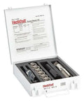 Stainless Steel Thread Repair Kit 1 8 UNC Six Piece Set With Drill Bit And High Speed Steel Tap For Metal Threads 304 SS Inserts For Damaged Holes Includes Install Tool No Sweat Easy Fix in a white case