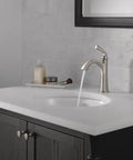 No Fuss Low Flow Brushed Nickel Single Hole Bathroom Faucet For Vanity With Push Pop Drain And Deck Plate SpotShield