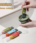 3-in-1 cup lid gap cleaning brushes set, 3 pcs in green, blue, pink with bristle heads and flower accents