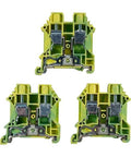 Compact DIN Rail Ground Block Terminal With Screw Type Connection For Easy Wiring UL Listed Pack Of 3 front view