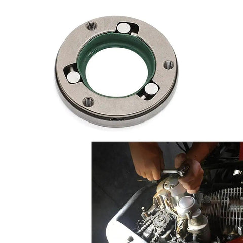 Heavy Duty Atv Starter Clutch With Three Sprag Bearings And Mounting Screws For Cg200 Cg250 Engines Featuring Fifty Five Millimeter Bore And Eighty Eight Millimeter Outer Diameter, showcasing sprag bearings and mounting screws.