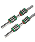 High Precision Linear Guide Rail Kit Featuring Two 850mm HGR25 Rails And Four HGH25CA Bearing Slider Blocks For Smooth 3D Printer CNC Machine Tools Without Any Stick Slip Effect, four blocks on rails