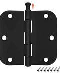Door Hinges 3 Pack 3.5 Inch Interior Hinges With Five Eighths Radius Matte Black Steel Heavy Duty 3.5 By 3.5 Inches With Six Holes And Rounded Corners Suitable For Most Interior Residential Doors Durable Black Hardware Ideal For Bathroom Bedroom And