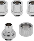 Corsair Hydro X XF compression fittings, chrome finish, 10/13mm (3/8 in / 1/2 in) ID/OD, four-pack.