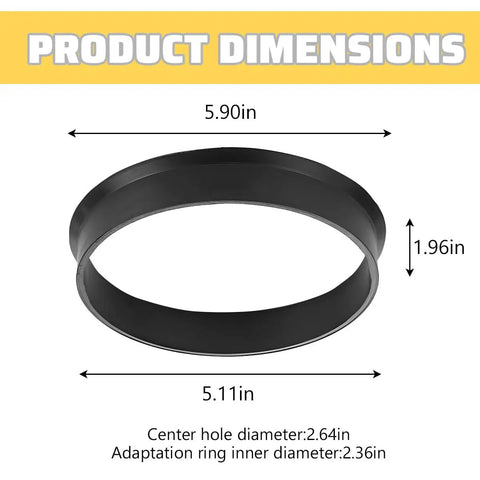 4 Piece Wheel Hub Center Rings 67.1 To 60.1 Mm Plastic Adapter Collar dimensions showing 5.90in width and 1.96in height.