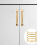 Six Pack Decorative Brass Cabinet Pull Handles Set For Kitchen Drawers And Cupboards, Metal Door Handles With 96mm Center, Easy Install