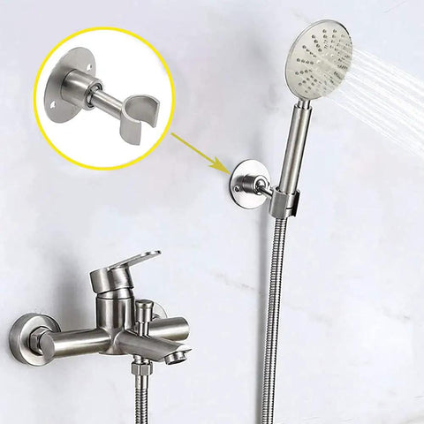 Stainless Steel Shower Head Holder Wall Mount For Handheld Sprayers Adjustable Metal Shower Head Bracket Easy Install Durable Bracket