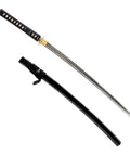Wakizashi Iaito Training Sword Unsharpened Stainless Steel For Iaido Practice, 21 Inch Blade With Bo Hi, Dragon Tsuba, Black Saya