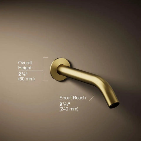 Components Wall-Mount Bath Spout In Vibrant Brushed Moderne Brass, Premium Metal Construction, Corrosion-Resistant Finish shown