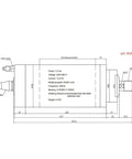 Diagram of Heavy Duty 3.2Kw Water Cooled Spindle Motor Loaded With Er20 Collets with technical specifications and dimensions.