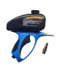 Heavy Duty Pneumatic Sandblaster And Airless Paint Sprayer with blue grip and warning label for rust removal and surface prep.