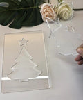 Premium Christmas Lantern Router Templates For Woodworking Shops, 1/4 Thick Clear Acrylic Stencils 5.5 By 8 Inches with tree design.