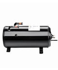 Heavy Duty R290 Hermetic Rotary AC Compressor For Your Rv Caravan Rig Kicks Serious Heat To The Curb While Delivering Smooth As Butter Cooling And Top Shelf Efficiency All Season Long, side view, black cylindrical housing.