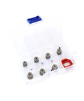 Beefed Up 40CrMo Pinion Gear Set 16T 17T 18T 19T 20T 21T 22T With 50 Percent Strength Upgrade in plastic box for RC cars.