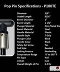 Pack of 4 Pull Pin Kit With Weld-On Steel Barrel, 1 In Diameter By 1-1/2 In Length, 3/8 In Dia T-Handle, product specifications