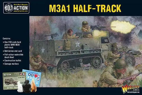 US Army M3A1 Half Track Scale Model Kit For Bolt Action War Gaming One To Fifty Six Scale 28mm Plastic Highly Detailed Miniatures