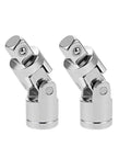 2-Pack 3/8 Inch Drive Universal Joint Socket Set With 90 Degree Swivel Head Four-Direction Sleeve CR-V Steel Heat Treated Chrome Finish Built Tough Corrosion Resistant Pro Grade, two joints