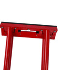 Close-up of Dual Stage Hand Seamer For Standing Seam Roofing Quickly Bends 90 Degrees And Seals 180 Degrees Tool with red anti-slip grip