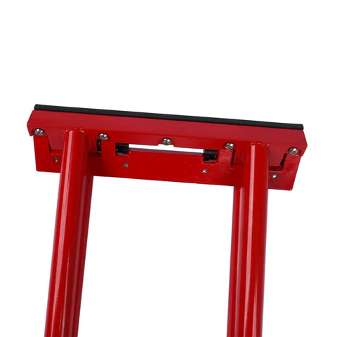 Close-up of Dual Stage Hand Seamer For Standing Seam Roofing Quickly Bends 90 Degrees And Seals 180 Degrees Tool with red anti-slip grip